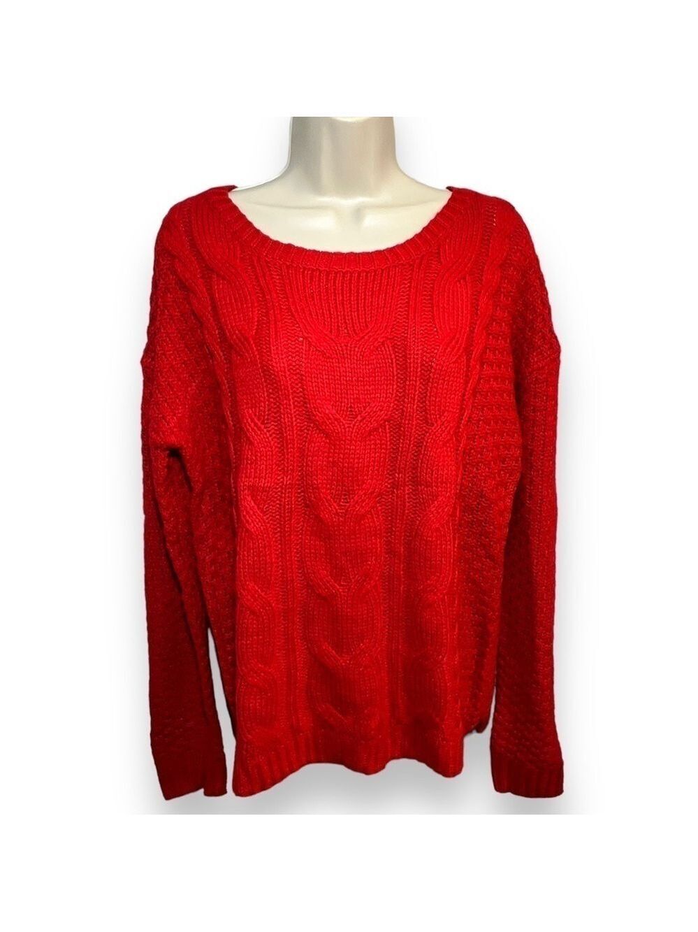 So Juniors’ Cable-Knit Sweater Garden Poppy Size Large